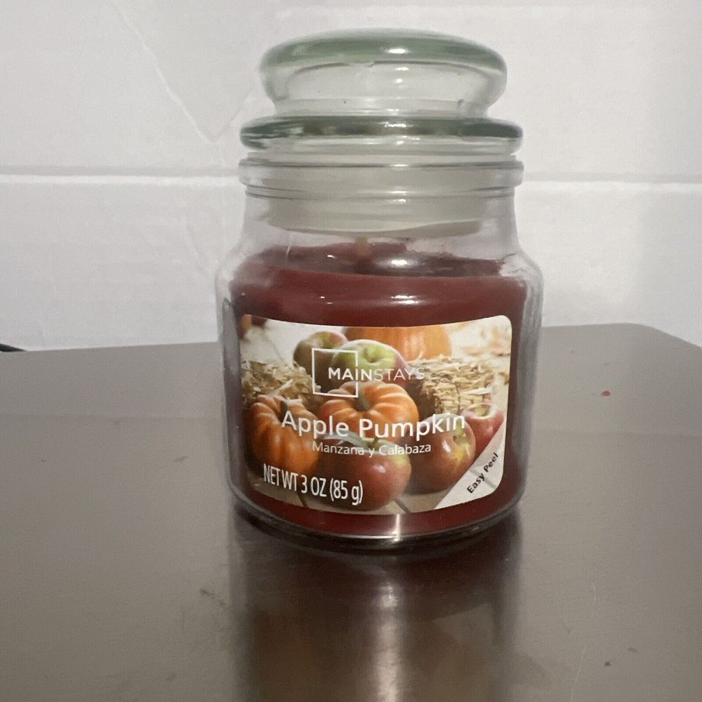Apple Pumpkin 3 oz Small JAR CANDLE Mainstays SOY WAX‎ Single Wick Candle